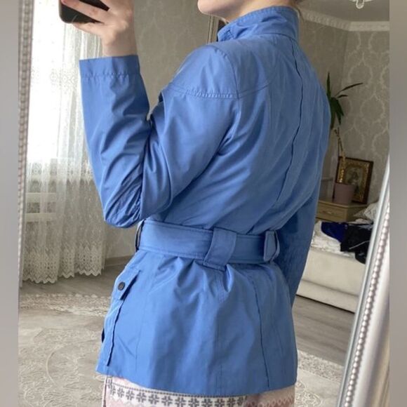 Zara Blue Trench Coat Women's Medium Lightweight Short Spring Rain Jacket Summer - Picture 2 of 8